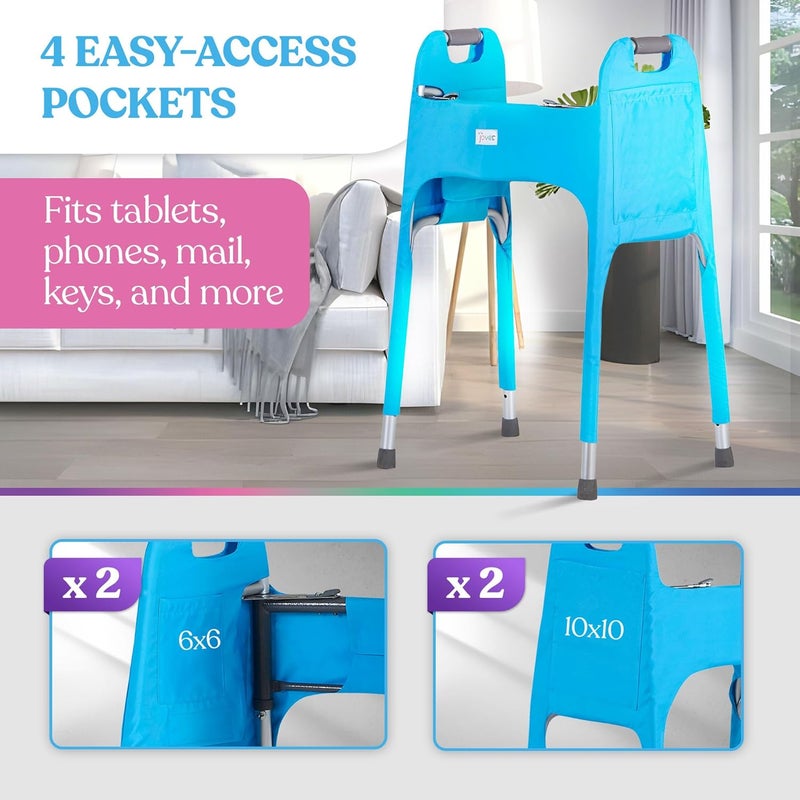 Jover – Walker Covers (Clear Skies) – Colorful Fabric Cover for Standard Folding Walker Mobility Aid with Pockets, Easy Fit Senior Walker Accessories, Washable Polyester, + Matching Storage Bag - Image 3